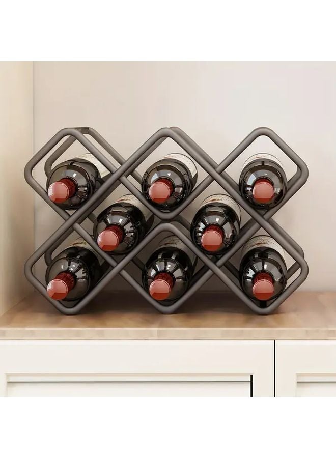 Black 8 Lattice Wine Rack Luxury Home Storage Display Holder For Red Wine Bottles - Image 1